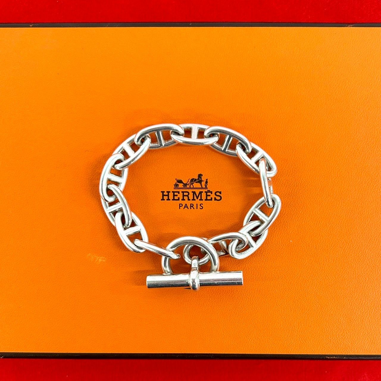 極 美品 HERMES エルメス シェーヌダンクル GM 13コマ ブレスレット シルバー925 アクセサリー シルバー 40011