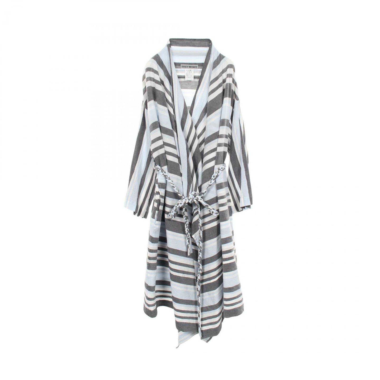 イッセイミヤケ ISSEY MIYAKE シワ加工 ボーダー ラップコート その他 コート レディース Used A