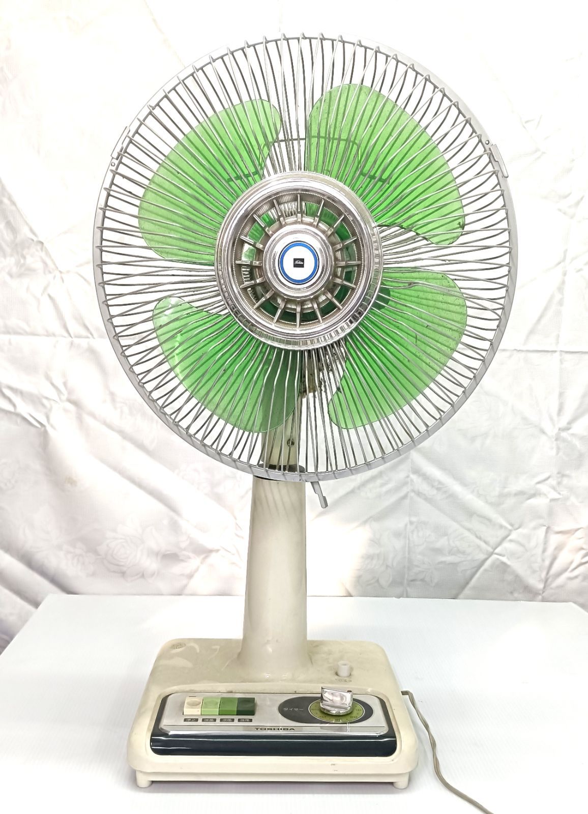 昭和レトロ 東芝 扇風機 H-30P20G グリーン羽根 30cm TOSHIBA アンティーク 動作品