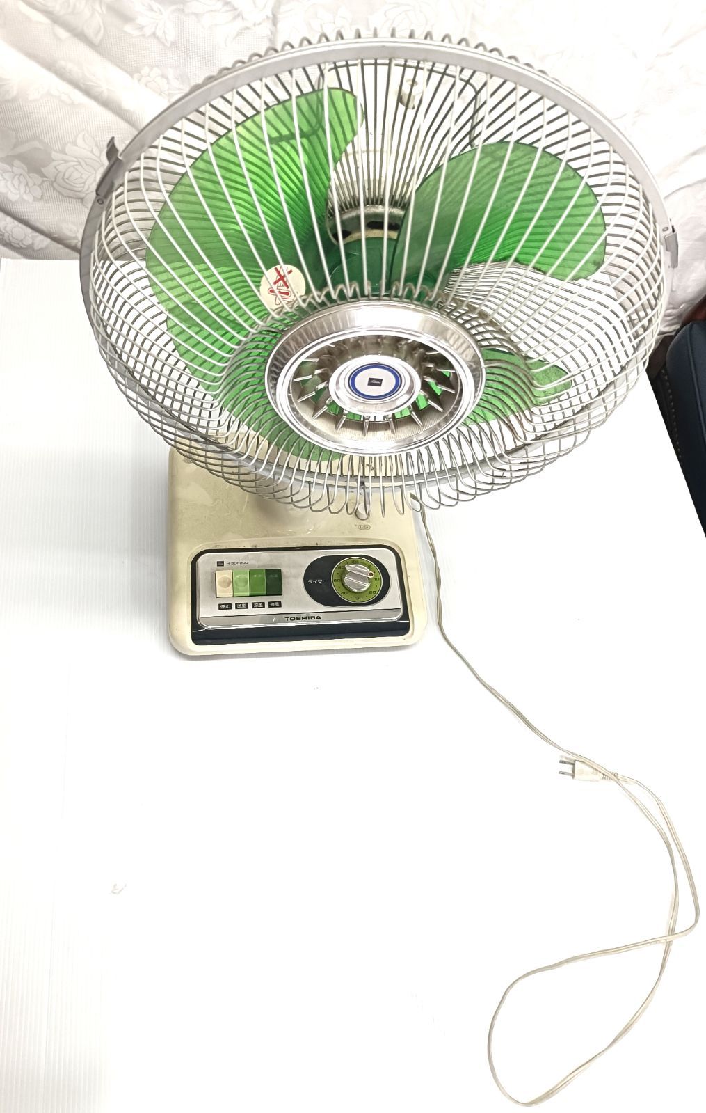 昭和レトロ 東芝 扇風機 H-30P20G グリーン羽根 30cm TOSHIBA アンティーク 動作品