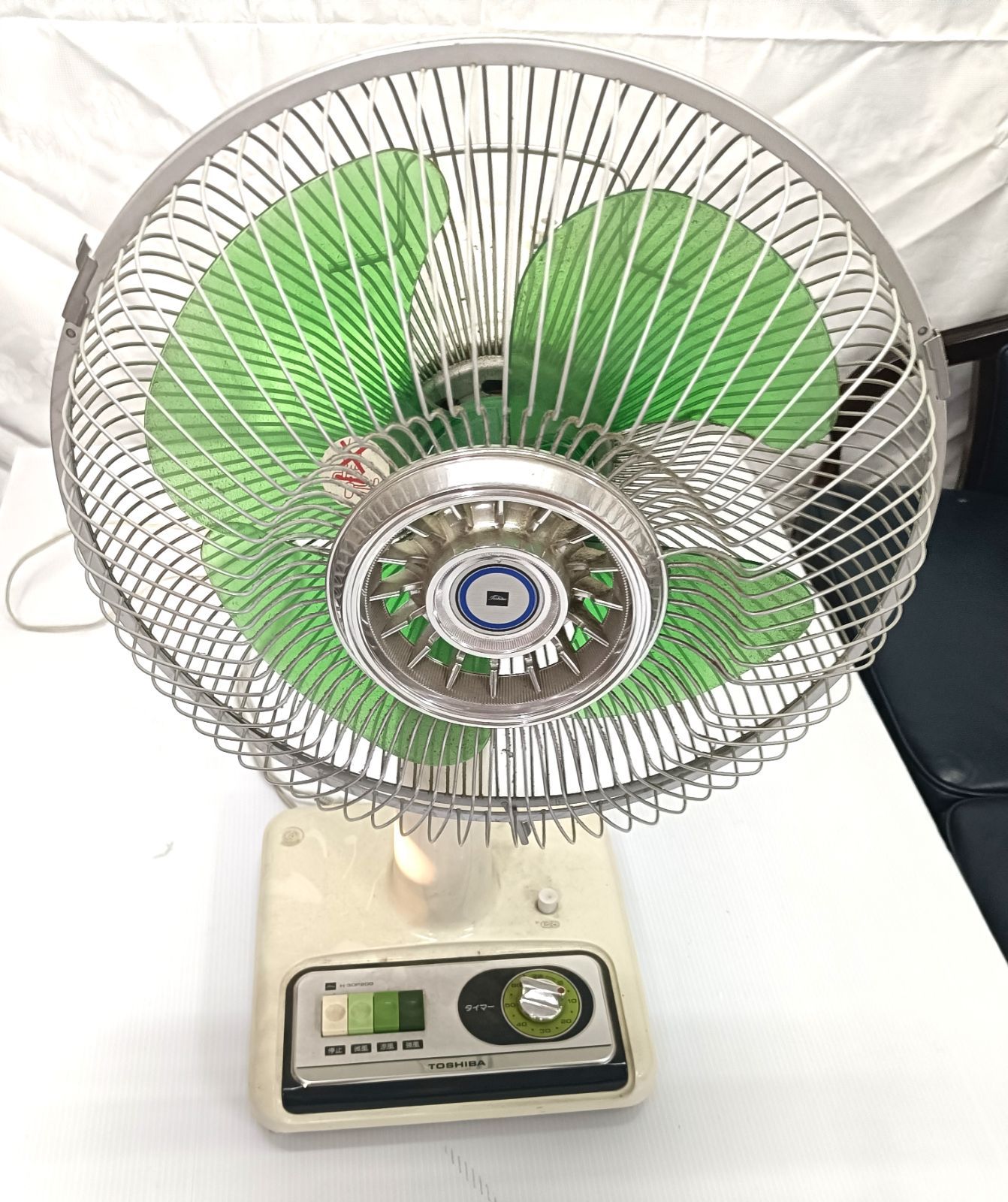 昭和レトロ 東芝 扇風機 H-30P20G グリーン羽根 30cm TOSHIBA アンティーク 動作品