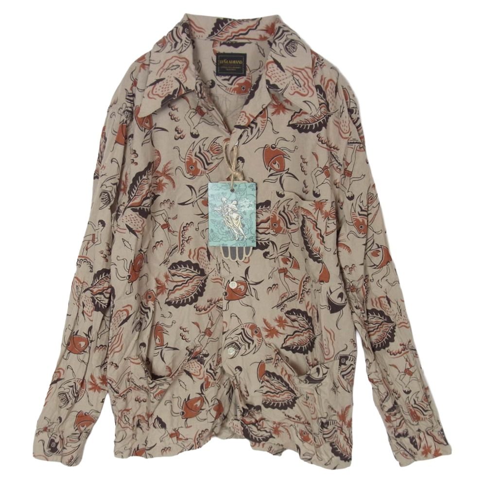 BY GLADHAND バイグラッドハンド 25SS BYGH5107 SEA ISLAND L/S COVERALL SHIRTS シーアイランド カバオール 開襟 アロハシャツ ライトブラウン系 M【中古】