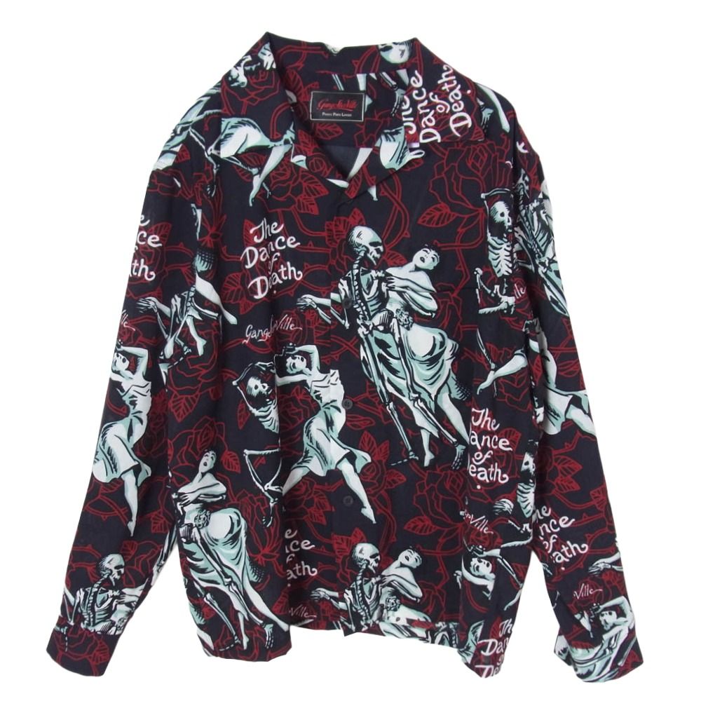 GANGSTERVILLE ギャングスタービル 25SS GSV5104 DANCE OF DEATH L/S SHIRTS ダンスオブデス 開襟 長袖シャツ ブラック系 M【中古】