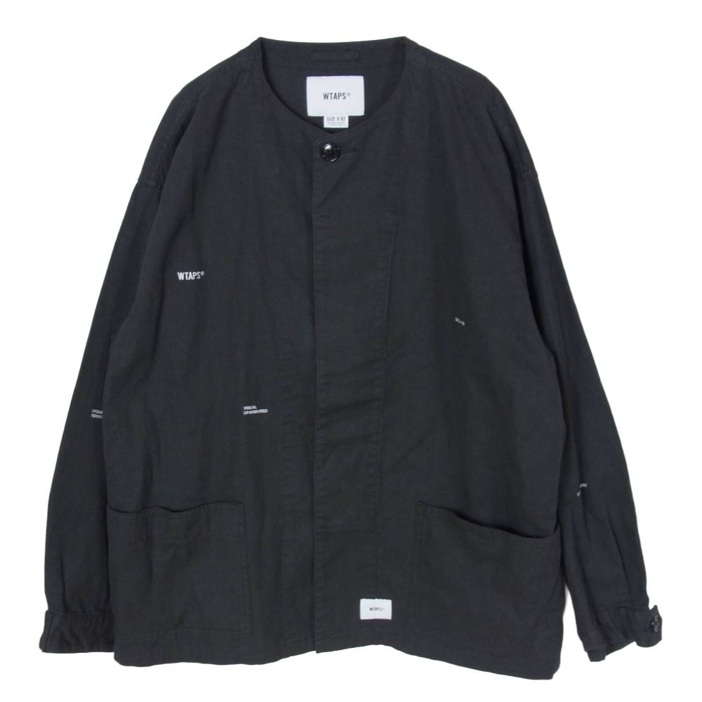 WTAPS ダブルタップス 18AW 182WVDT-SHM01 SKIT SHIRT ノーカラー 長袖 シャツ ブラック系 02【中古】