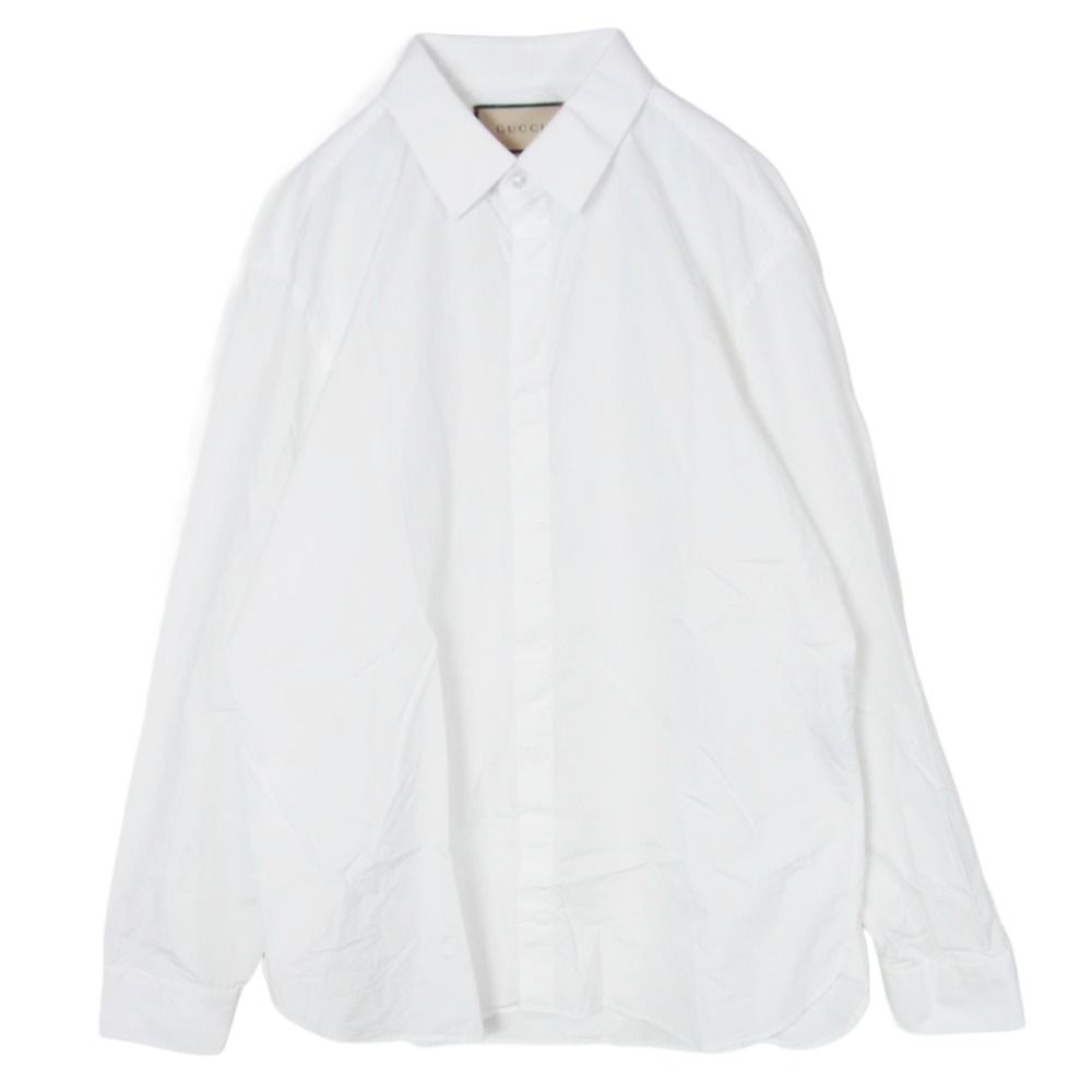 GUCCI グッチ 699561 ZAIFQ Monogram GG Shirt GG総柄 コットン 長袖 シャツ ホワイト系 17++【中古】