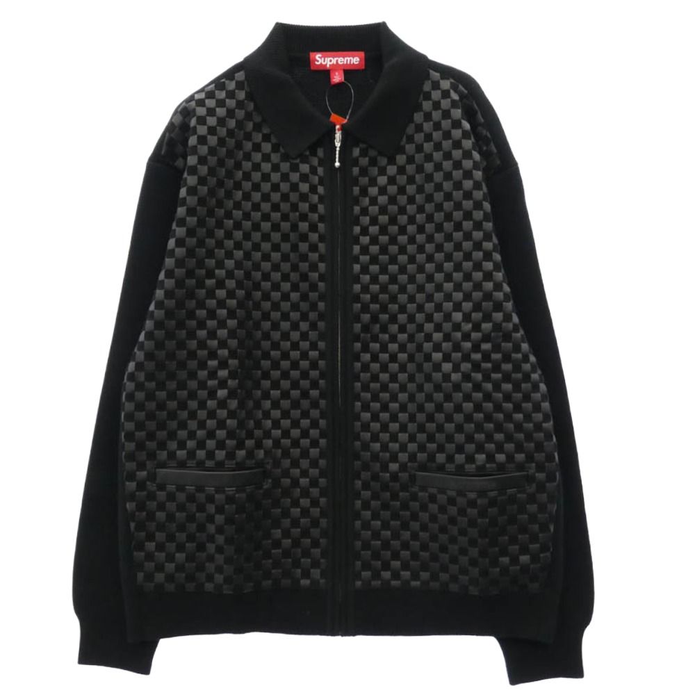 Supreme シュプリーム 24AW Woven Leather Zip Up Cardigan ウーブン レザー ジップアップ カーディガン ブラック系 S【美品】【中古】 Supreme シュプリーム 24AW Woven Leather Zip Up Cardigan ウーブン