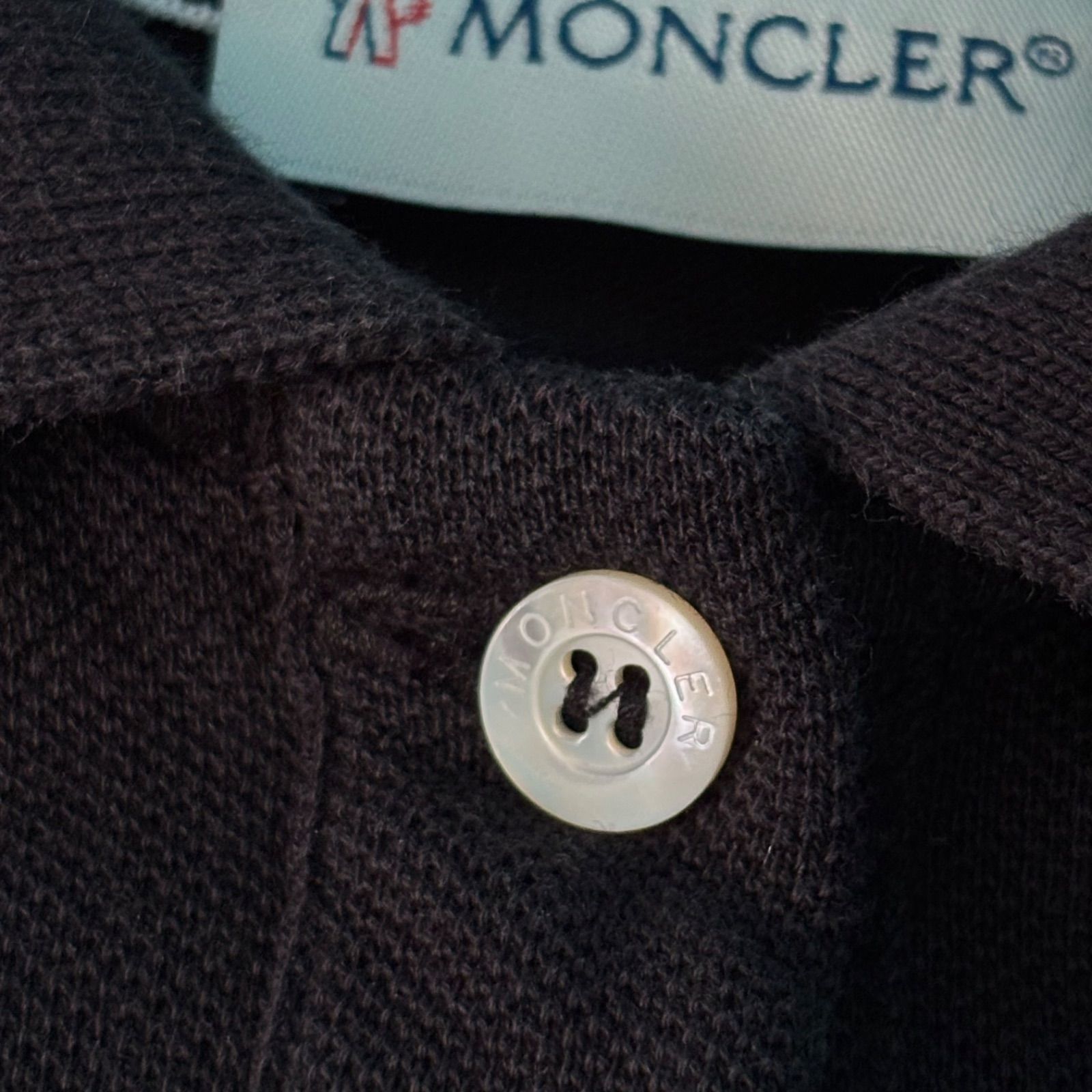 950MONCLER モンクレール ポロシャツ 半袖 ロゴワッペン 黒 XS