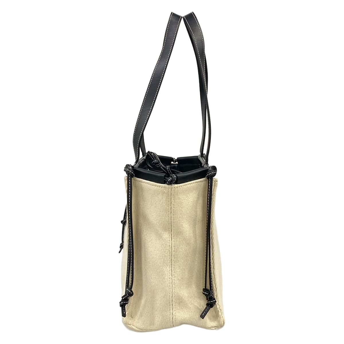 LOEWE(ロエベ) トートバッグ クッショントート アイボリー×黒 レザー 
