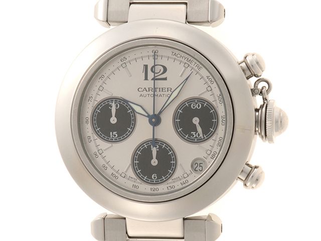 CARTIER カルティエ ウォッチ パシャC クロノ 時計 W31048M7 腕時計 ステンレス シルバー 自動巻き シルバー文字盤 レディース【中古】【【436】】