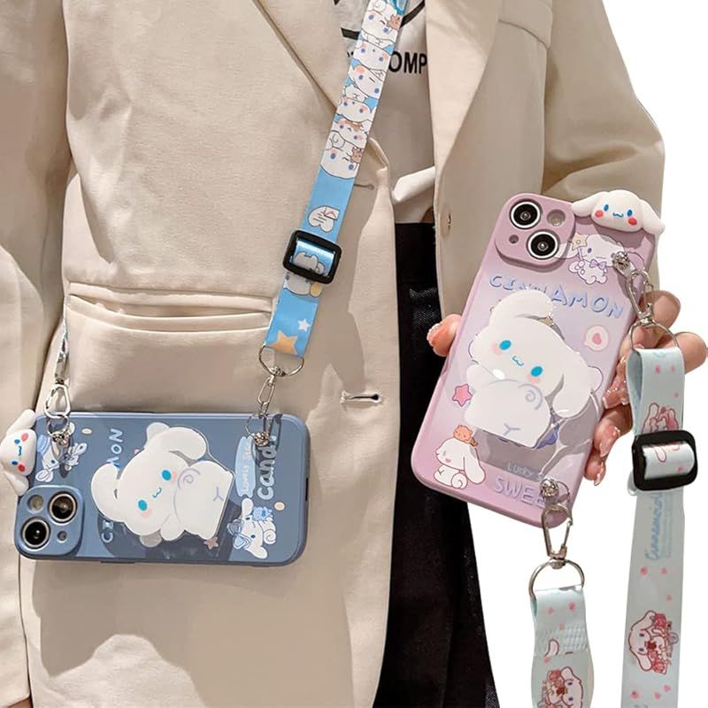 【新品】 シナモロール スマホケース iPhone 13 用 ケース ショルダースト リストバンド ハンドストラップ 首かけストラップ キックスタンド ストラップ TPU保護カバー アイフォン 13 用 ケース 携帯ストラップ スタンド機能