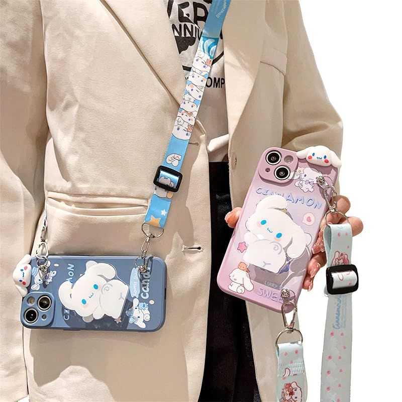 【新品】 シナモロール スマホケース iPhone Air 用 ケース 可愛い 首かけストラップ ショルダーストラップ スタンド機能 アイフォン Air 用 ケース ブルーデザイン