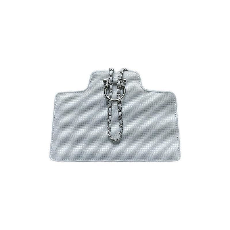 【新品】 [niana] チェーンハンドルスクエアバッグ パーティーバッグ クラッチバッグ ハンドバッググレー F