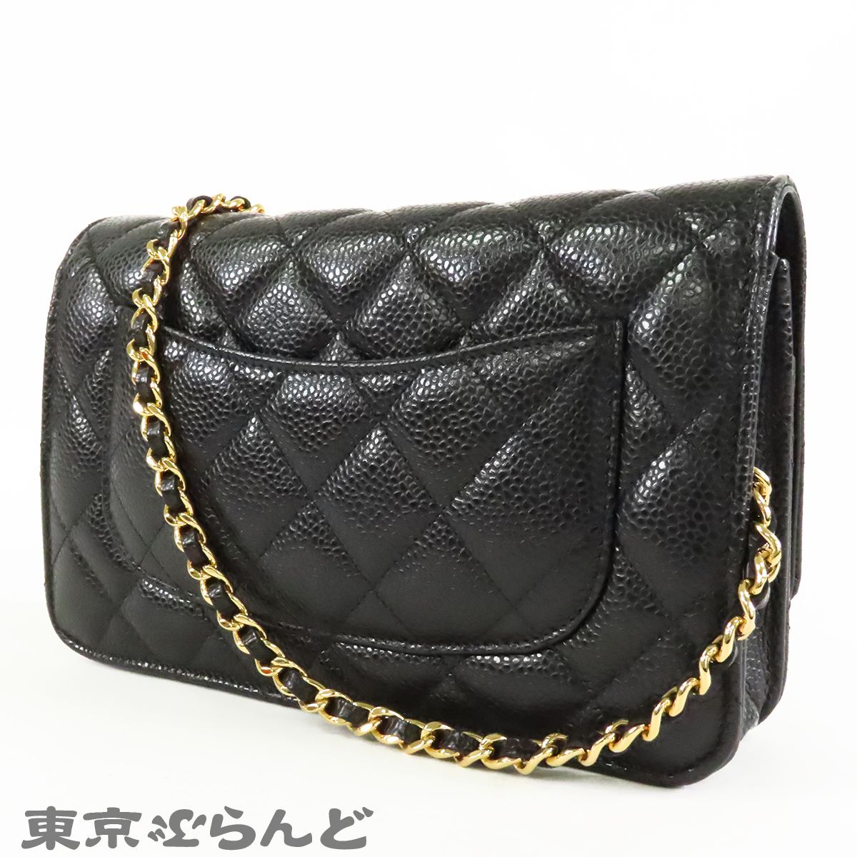 シャネル CHANEL チェーンウォレット 長財布 ブラック 黒 ゴールド金具 