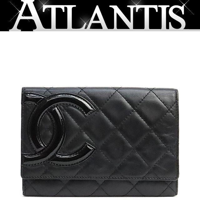 広尾店】 美品 シャネル CHANEL カンボンライン 二つ折り長財布