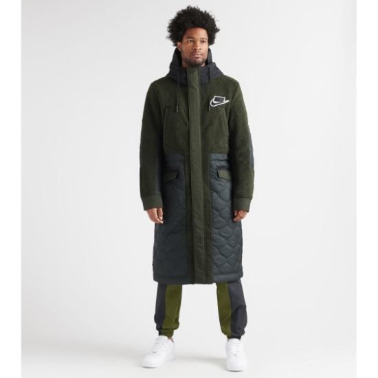 ナイキ メンズ ユニセックス Nike Sportswear Synthetic Fill Sherpa Parka(Black/Sequoia) ジャケット アウター ジャンパー レディース 中綿ロングコート ベンチコート ロングジャケット