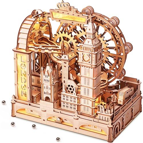 ROBOTIME 立体パズル 木製パズル 3D ウッドパズル マーブルラン コースター 水車 ギア 軌道 ビー玉迷路 夏休み工作キット 工作愛好者向け 集中力 脳トレ クラフト 大人向け 子供 知育 玩具 おもちゃ 14歳+ DIY キット 24a41ff4