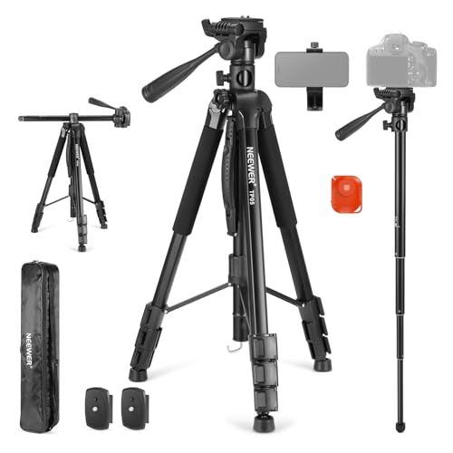 【新品】NEEWER Basic 189cm ビデオ三脚 一脚 コンパクト 3ウェイパンチルトヘッド 俯瞰撮影カメラマウント リモート 水平中心軸 スマホホルダー 撮影用三脚スタンド スマホ/一眼レフ/デジタルカメラ/望遠鏡/プロジェクター対 bc832a22