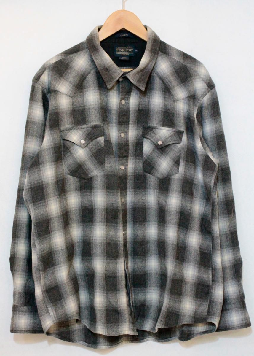 【中古】 PENDLETON メンズウエスタンシャツ XL PENDLETON/CANYON/オンブレチェック/ウエスタンシャツ/XL/グレー 灰/DA023-31742