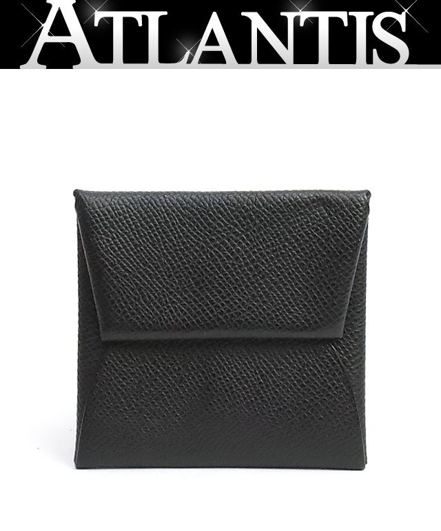 【広尾店】 エルメス HERMES バスティア コインケース エプソン 黒 SV金具 B刻印(2023年) 【19206】