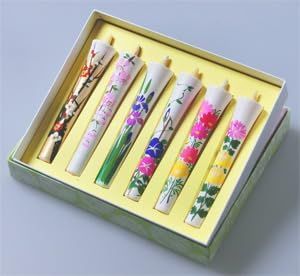 （御供 のし付き 包装品）手描き 絵ろうそく 仏壇用 花しらべ 6号 6本入