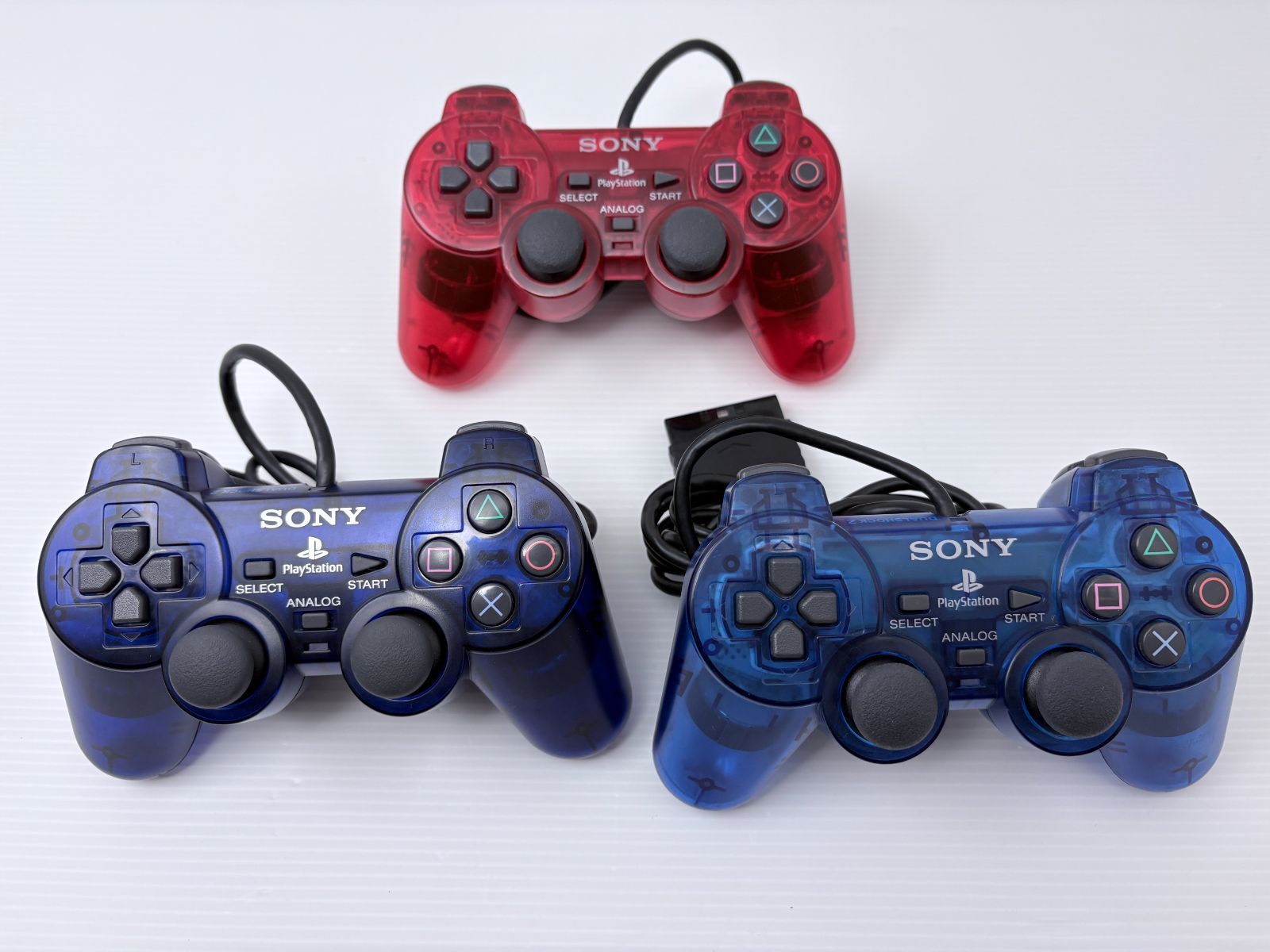 【スティック新品】PS2 DUALSHOCK2 コントローラー クリア系 3個セット メンテ・クリーニング済み