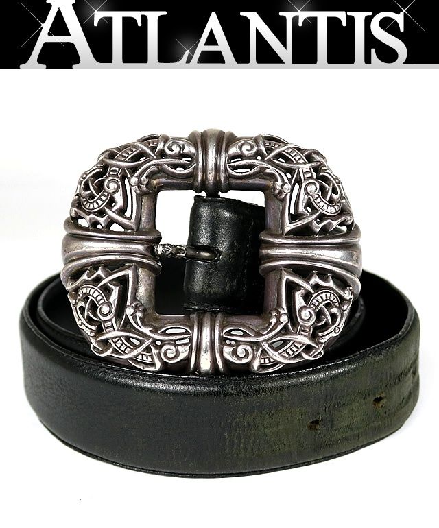 CHROME HEARTS 銀座店 クロムハーツ ケルティック センターバー ベルト レザー メンズ SV925 size:36 黒 103087