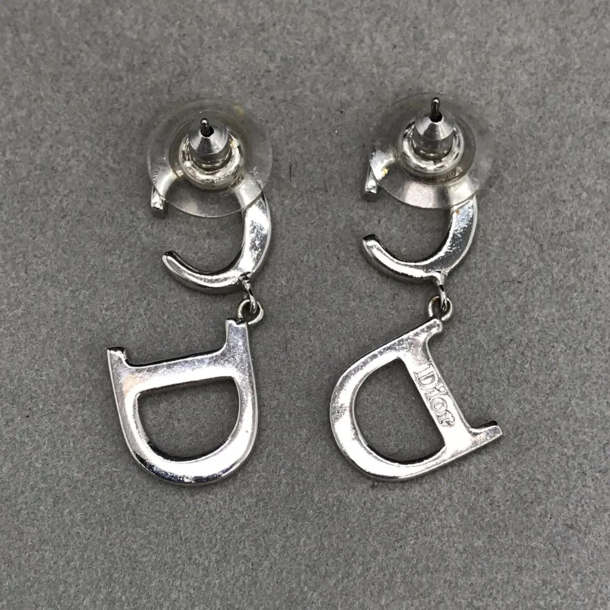 Dior CDロゴ ラインストーン ピアス シルバー Christian Dior ディオール ピアス CDロゴ ラインストーン シルバー系