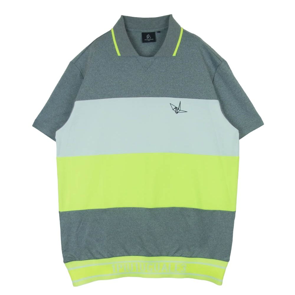 1piu1uguale3 ウノピュウノウグァーレトレ GRT223 POE490 S/S POLO SPORTS BORDER ボーダー 半袖 ポロシャツ グレー系 イエロー系 ホワイト系 L V 5【中古】