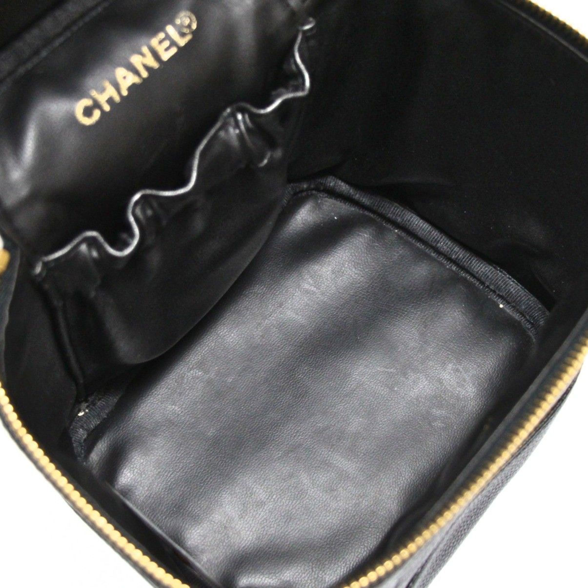 シャネル CHANEL ココマーク バニティバッグ 黒 キャビアスキン G金具
