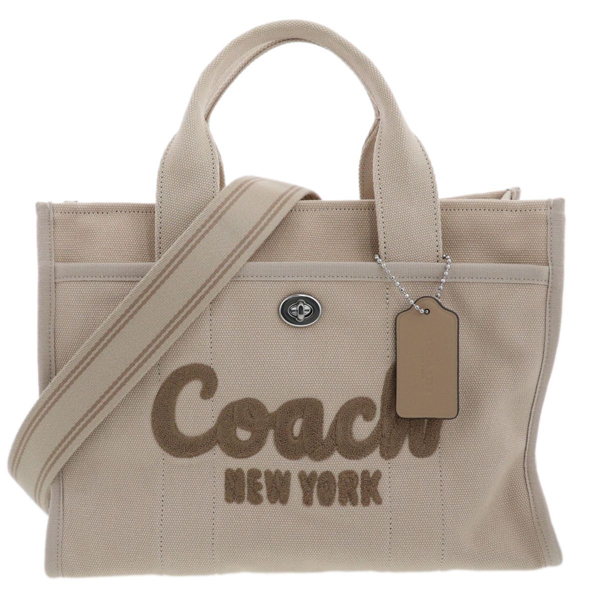COACH コーチ カーゴトート M トートバッグ FREE レディース キャンバス ベージュ 中古