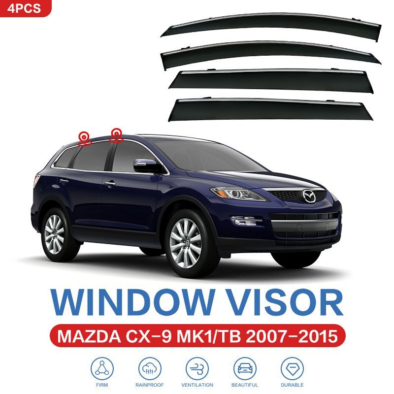 【送料無料】 マツダ CX-9 用 ドアバイザー ／ 耐候性UP UVカット 換気OK 風切り音低減 ／ 購入後カラー指定 ／ 適合確認は購入前にお問い合わせ