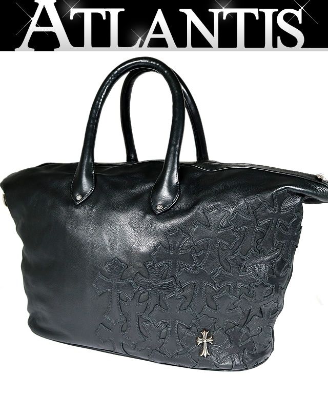 クロムハーツ　黒レザー ボストンバッグ チャーム付き CHROME HEARTS 銀座店 クロムハーツ GILLES ジル ボストンバッグ