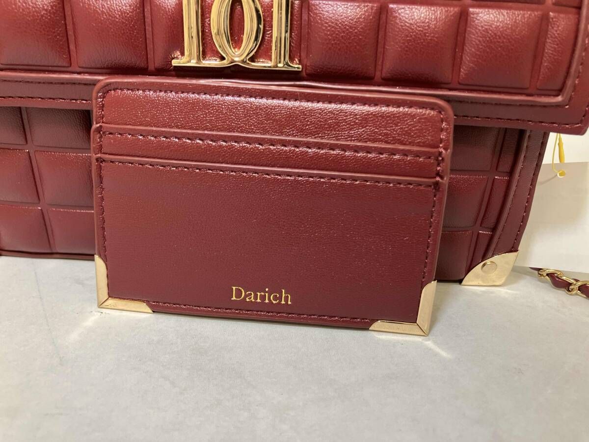 ダーリッチ　チョコレートキルトバッグ Darich ダーリッチ チョコレートキルトバッグ カードケース付 赤