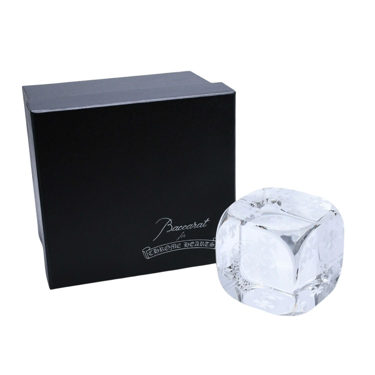新品未使用 CHROME HEARTS クロムハーツ × BACCARAT バカラ クリスタルダイス ペーパーウェイト オブジェ CHプラス ホースシュー 中古 4a002435