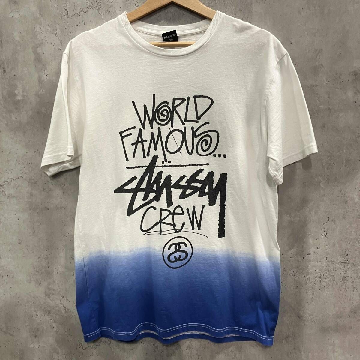 STUSSY gradation design TEE white／blue sizeL グラデーションデザインTシャツ ステューシー