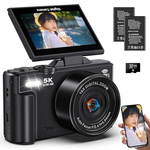 デジカメ 7500万画素 5K録画 スマホに送れる デジタルカメラ Wi-Fi機能 180度回転可能ディスプレイ 18倍デジタルズーム オートフォーカス 連続撮影 自撮り 3.0インチ大画面 軽量 携帯便利 ポケット 子供や初心者向け 子供の 57d21724 8,378円