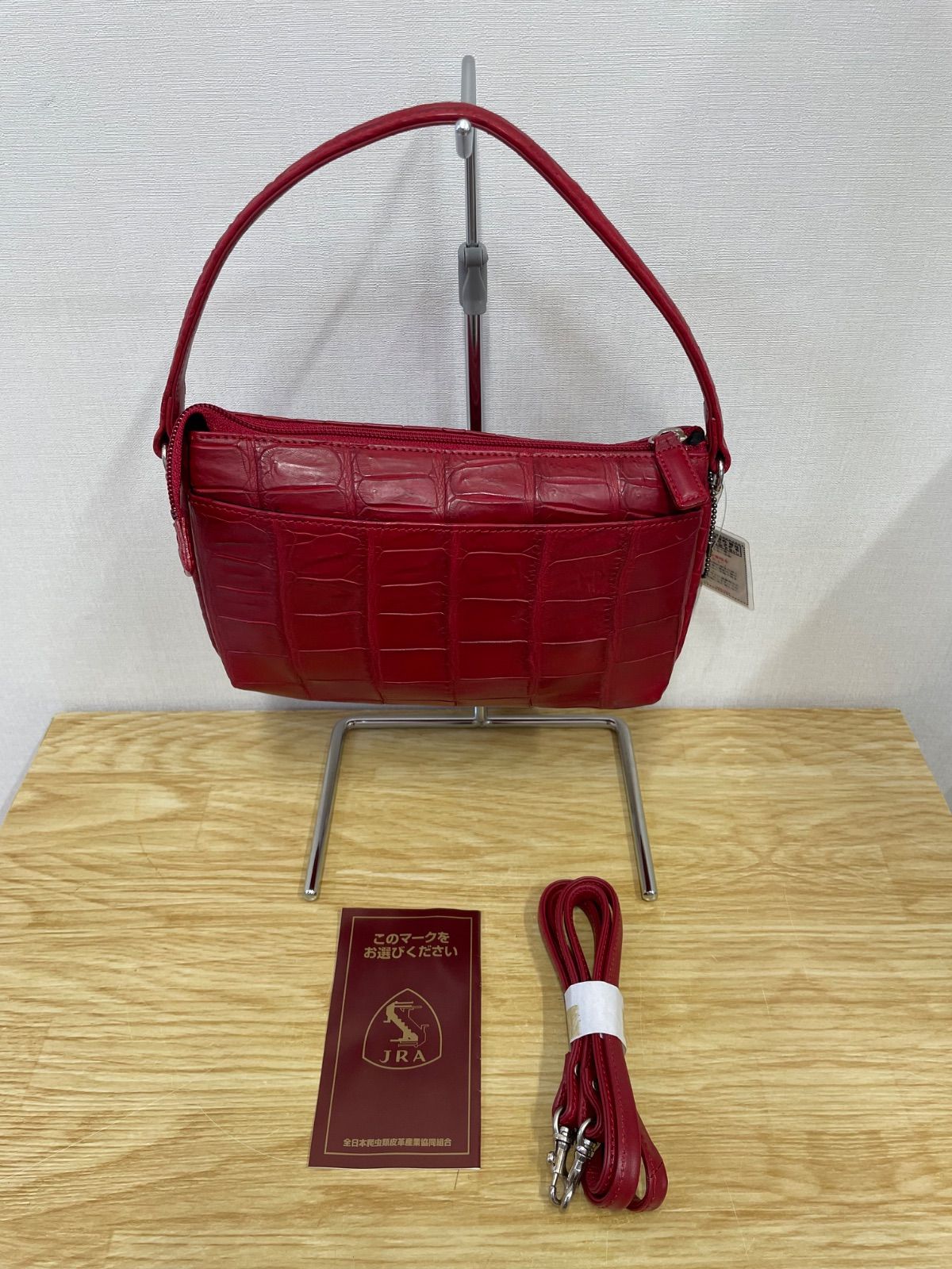 ■クロコダイル エキゾチックレザー 赤 ﾚｯﾄﾞ ２WAYﾊﾞｯｸ A25-3126