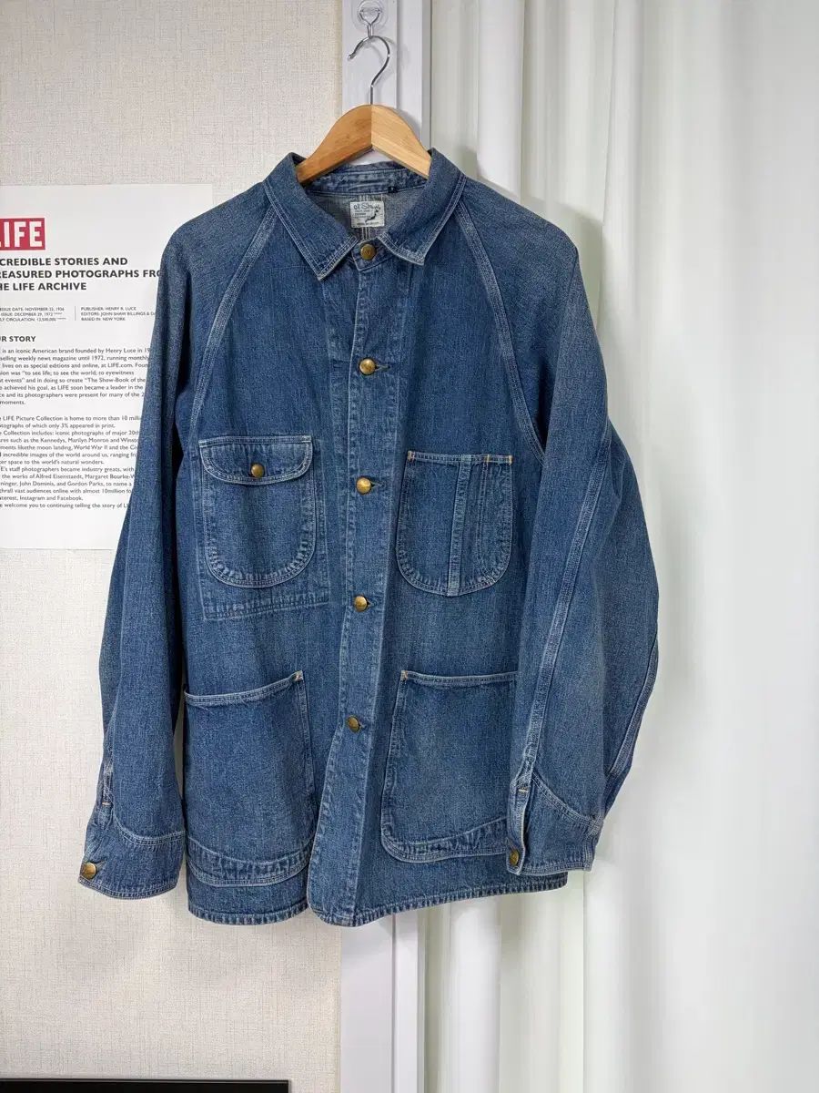 オアスロウ 50s デニム カバーオール ジャケット ウォッシュ ジャケット size 4