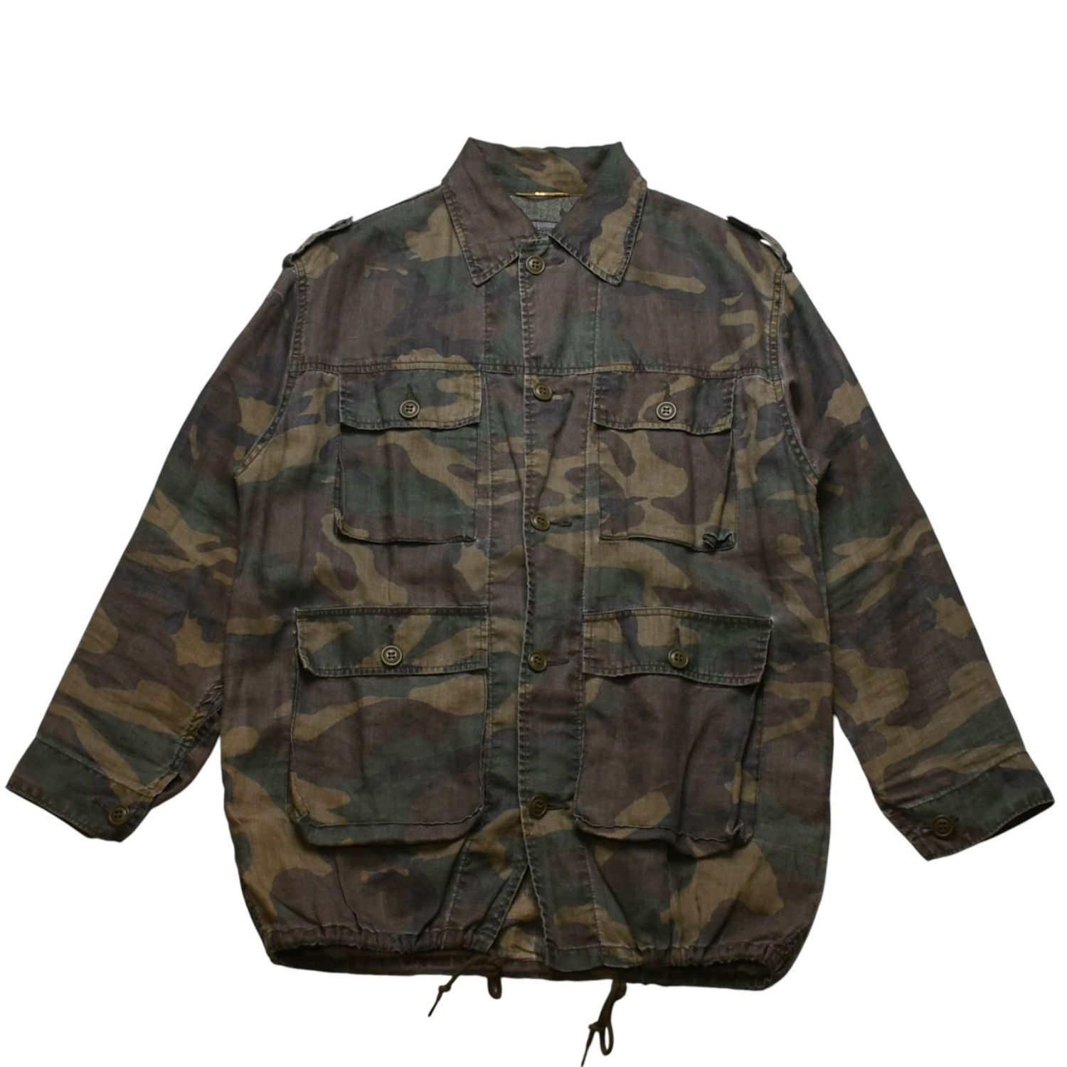 極美品 SAINT LAURENT PARIS サン ローラン パリ 長袖シャツ 421287 サイズXS カモフラ ミリタリー エポレット エディ期 中古 4a002649