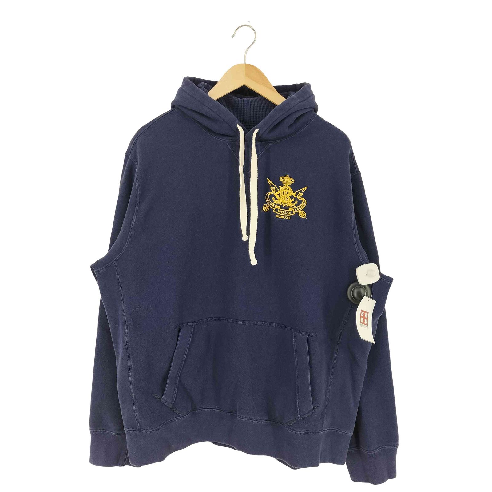 ポロバイラルフローレン Polo by RALPH LAUREN 90S フード裏サーマル 前V 刺繍 パーカー メンズ import：XL
