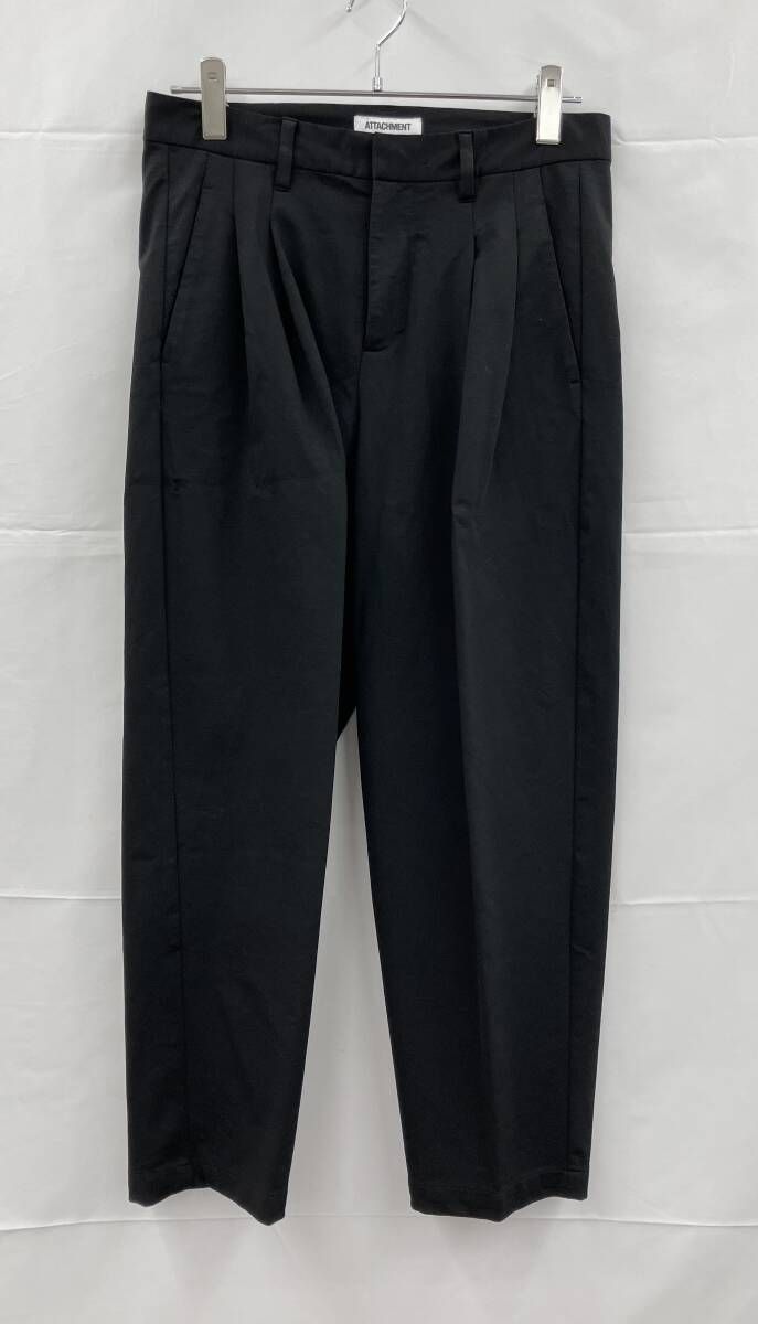 ATTACHMENT アタッチメント ロングパンツ STUDIOUS別注 ツータックワイドスラックス AP32-107 サイズ2 ブラック 通年