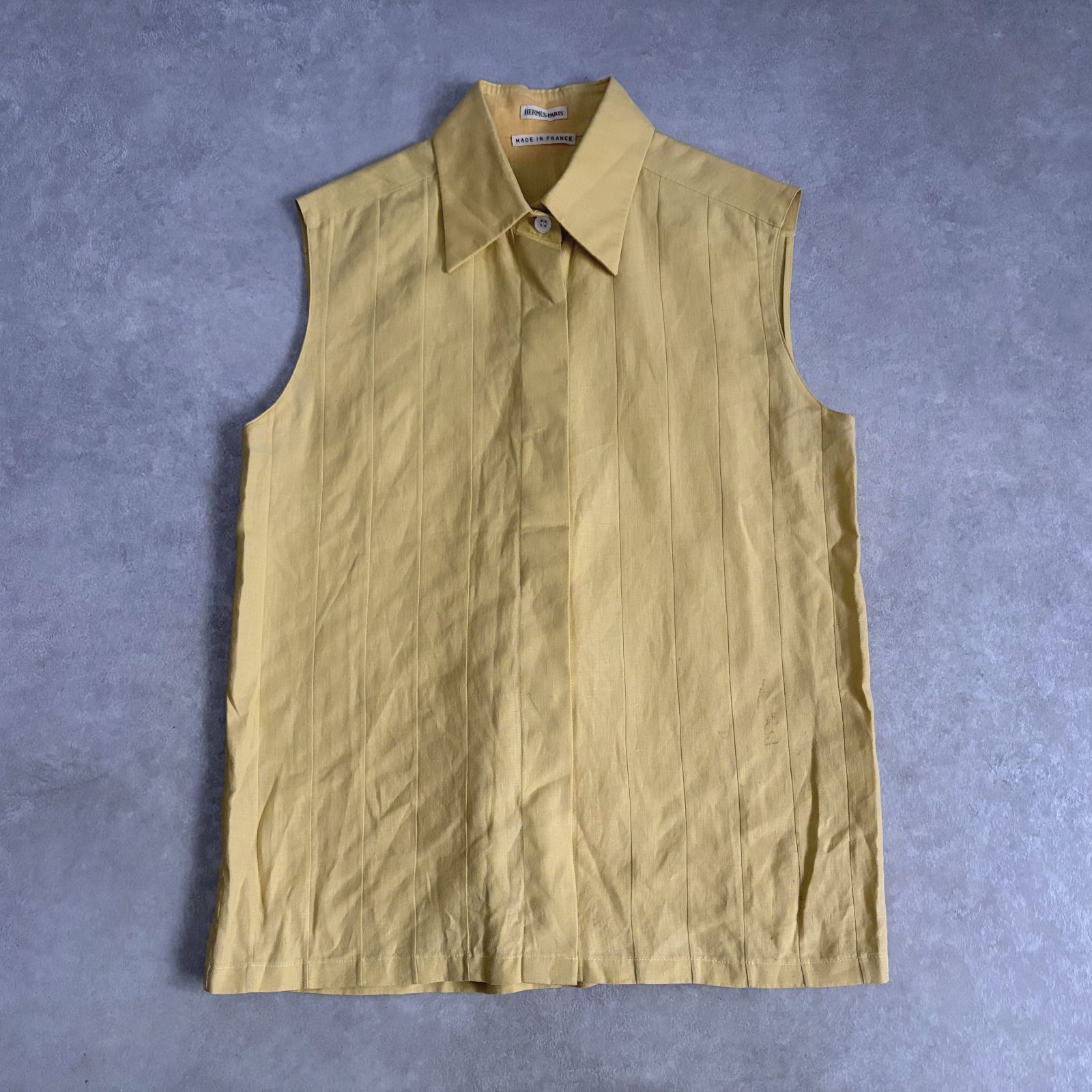 HERMES archive vintage 上質リネン100％ ブラウス シャツ エルメス
