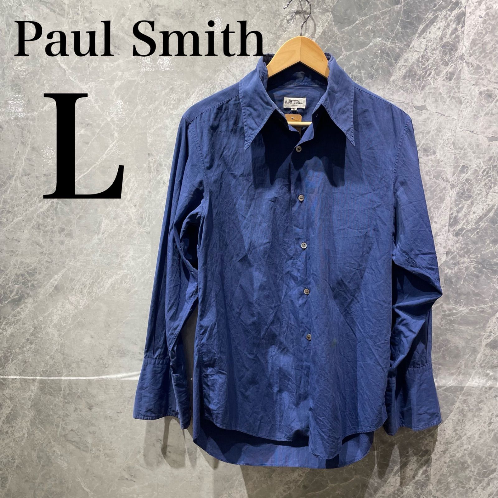 Paul Smith メンズ L 青 カジュアルシャツ 長袖 上質