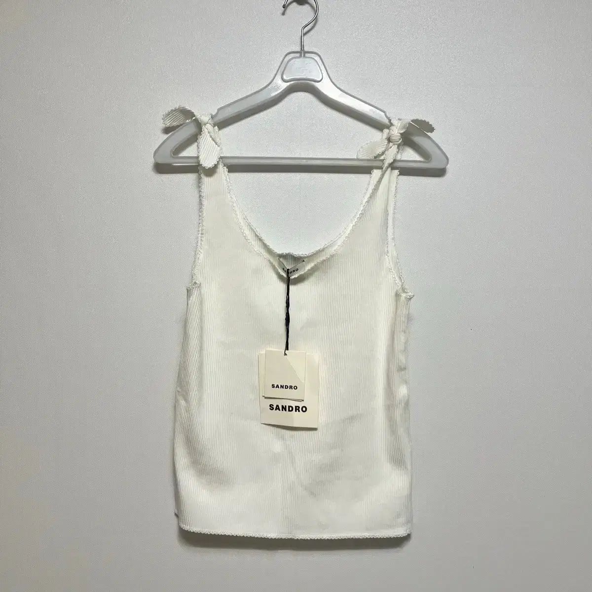 サンドロ SANDRO 白 コーデュロイ リボン ノースリーブ 9,772円