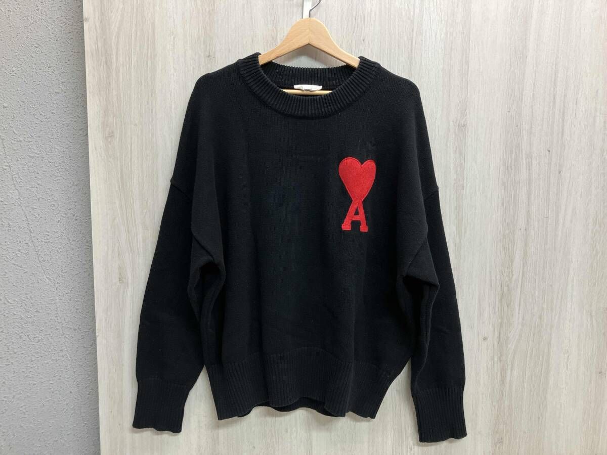 AMI アミ パリス 長袖ニット サイズXL ハートAロゴ ブラック 黒 - メルカリ