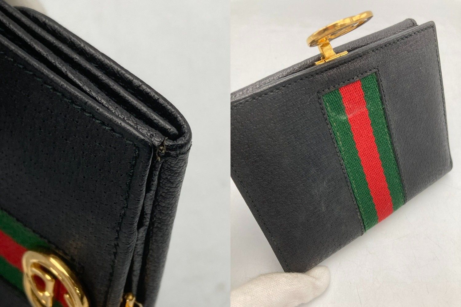 GUCCI グッチ インターロッキングG シェリーライン 2つ折り財布 中古