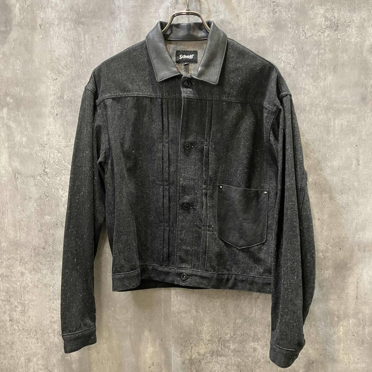 SCHOTT DENIM LEATHER COMBI G-JACKET BULKY sizeS デニムレザー コンビ ジージャン バルキー ジャケット ショット 19,798円