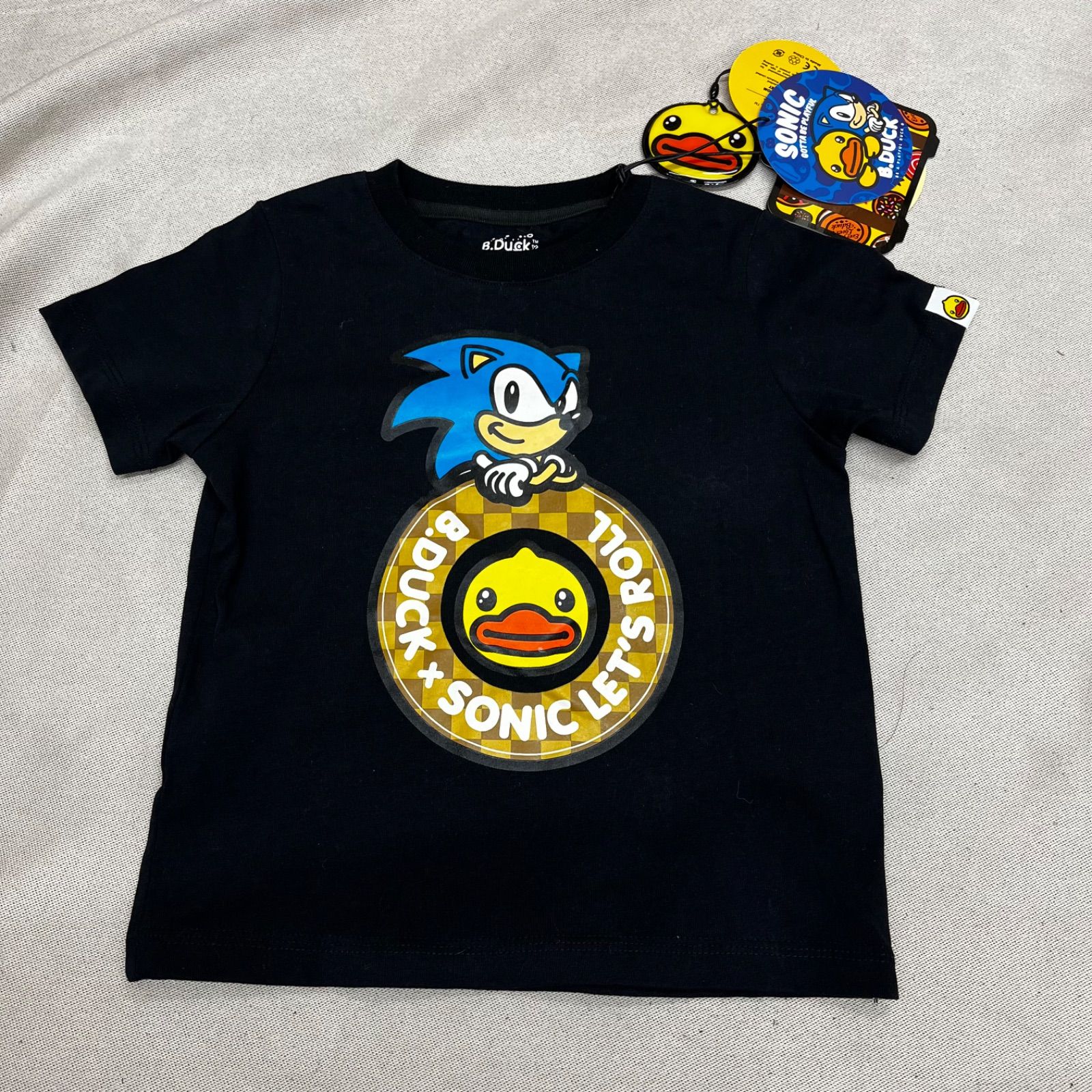 B.Duck × SONIC The HEDGEHOG コラボTシャツ 半袖 ソニック Tシャツ 黒 