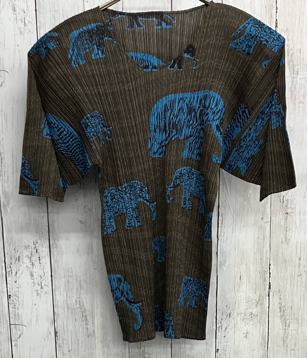 PLEATS PLEASE ISSEY MIYAKE 半袖カットソー プリーツプリーズ イッセイミヤケ 総柄 象 size3