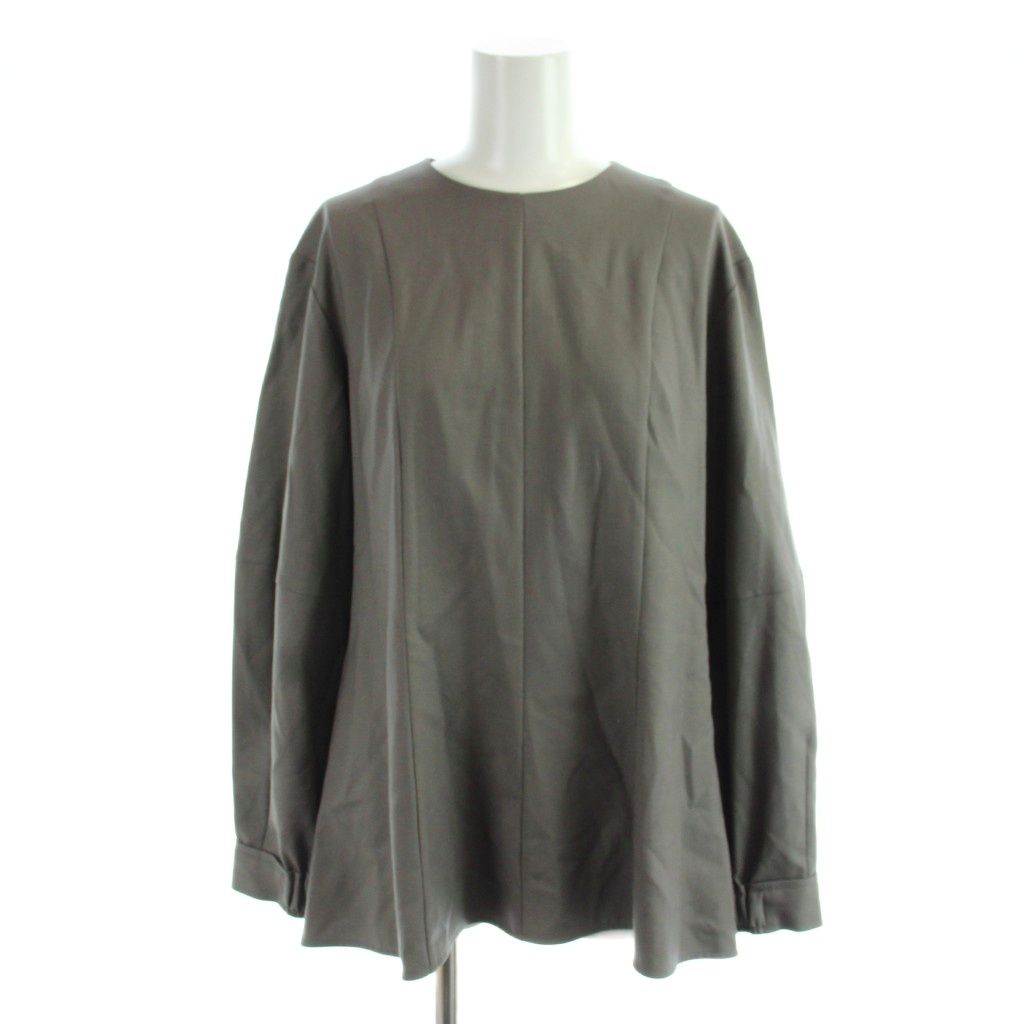 セオリーリュクス theory luxe 22AW NEW SAXONY SEINE シャツ ブラウス ウール 38 茶 ブラウン 無地 ラウンドネック 長袖 03-2308227-036-038 /AP